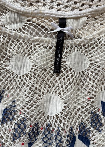 Nakışlı Beyaz Örgü Bohem Kadın Pareo ve şapka - Görsel 7