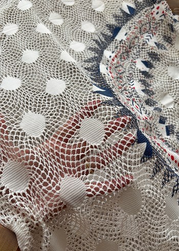 Nakışlı Beyaz Örgü Bohem Kadın Pareo ve şapka - Görsel 10