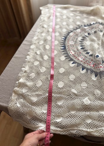 Nakışlı Beyaz Örgü Bohem Kadın Pareo ve şapka - Görsel 11