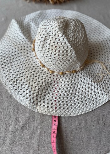 Nakışlı Beyaz Örgü Bohem Kadın Pareo ve şapka - Görsel 3