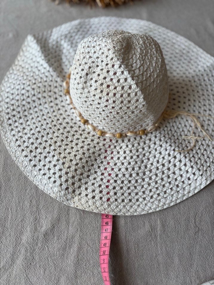 Nakışlı Beyaz Örgü Bohem Kadın Pareo ve şapka - Görsel 3