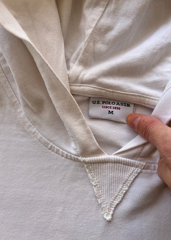 Kadın Beyaz Kapüşonlu Rahat Kesim Sweatshirt - Görsel 3