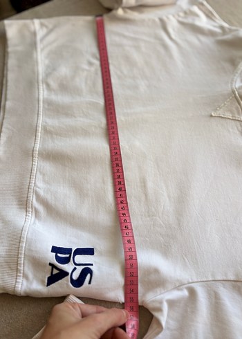 Kadın Beyaz Kapüşonlu Rahat Kesim Sweatshirt - Görsel 6