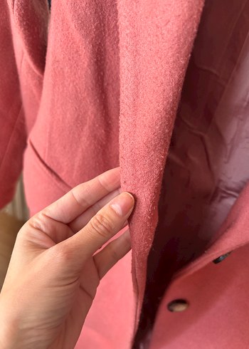Tek Düğmeli somon rengi kaban - Görsel 3