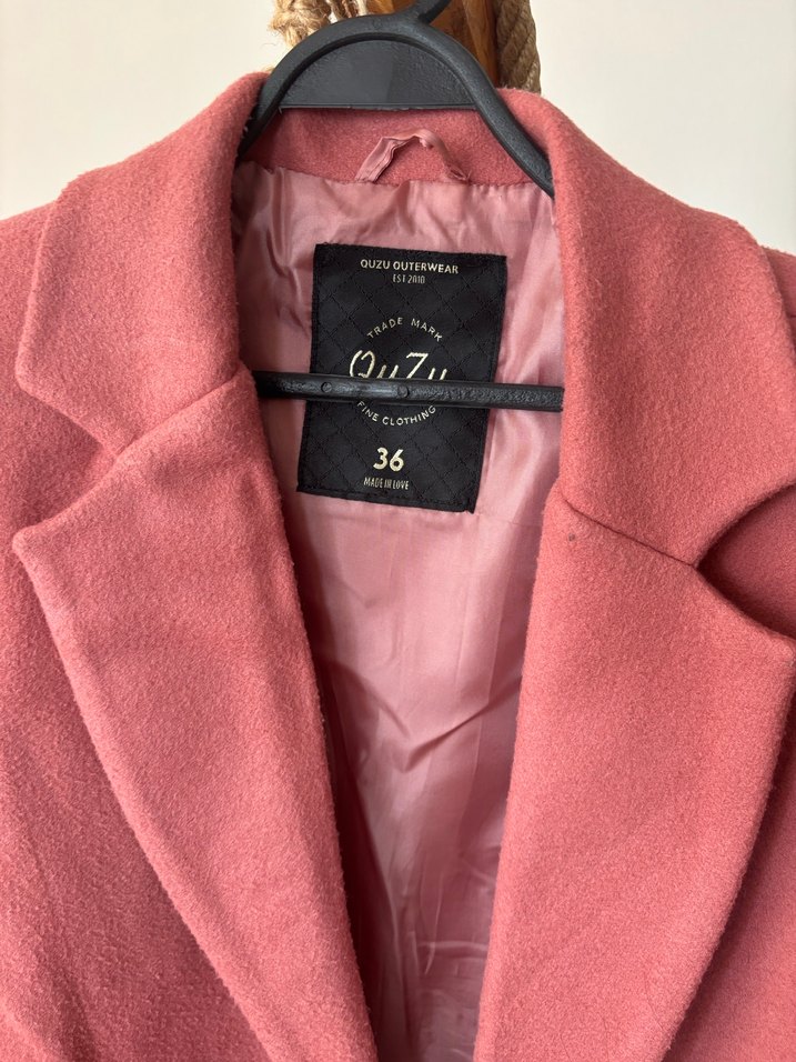 Tek Düğmeli somon rengi kaban - Görsel 2