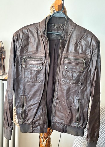 Kahverengi Deri Biker ceket - Görsel 2