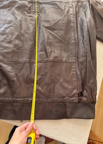 Kahverengi Deri Biker ceket - Görsel 5