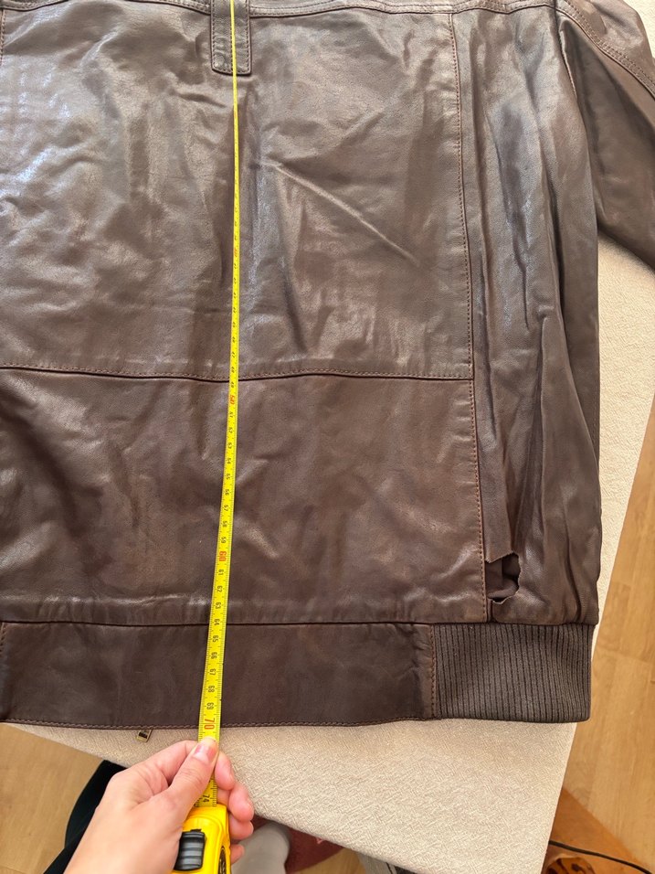 Kahverengi Deri Biker ceket - Görsel 5