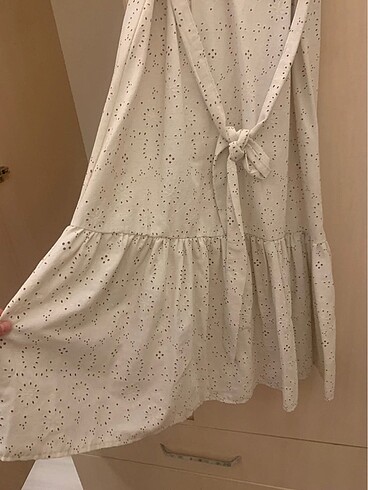 36 Beden beyaz Renk Keten kumaş elbise