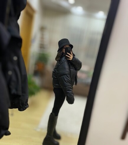 xs Beden Zara deri şişme mont