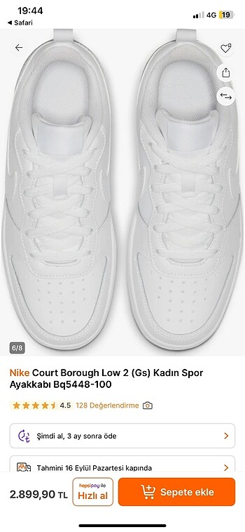 38 Beden Nike Court Borough Low 2 (Gs) Kadın Spor Ayakkabı