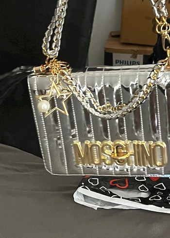 Beden altın Renk Moschino gri altın tonlamali canta