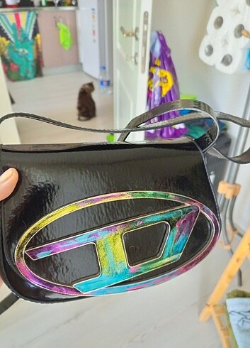  Beden siyah Renk Holograpic Diesel çanta ve cüzdan hediyesi