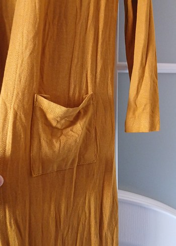 Uzun Kollu Kadın Sarı Bohem Kimono - Görsel 3