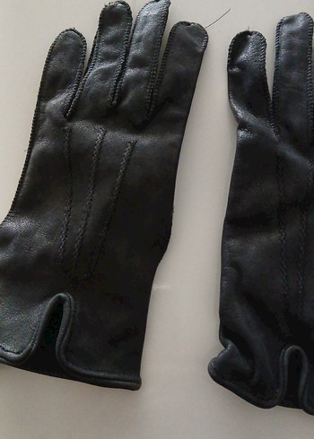 Siyah Deri Kadın Eldiven - Tokalı - Görsel 2