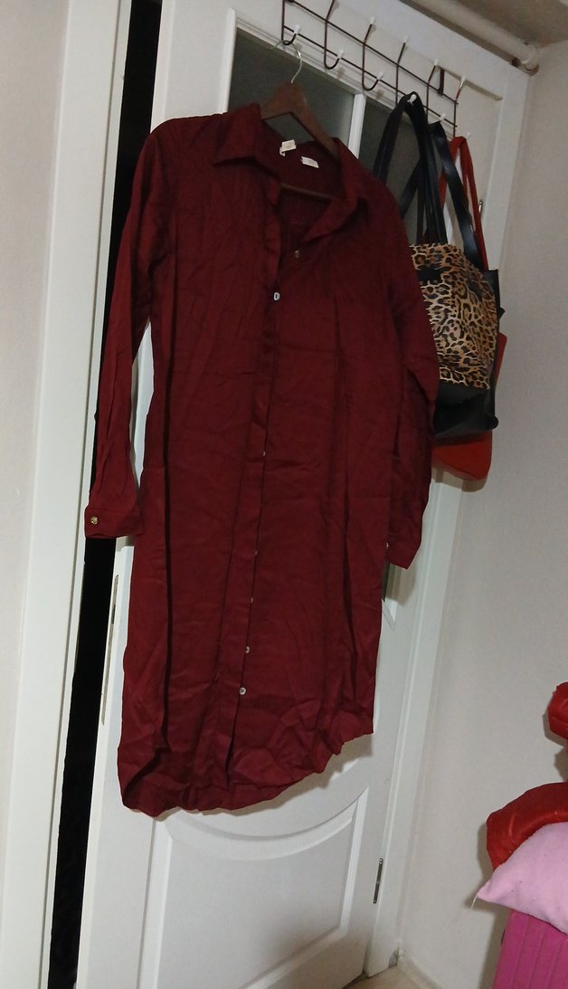 Bordo Uzun Kollu Süet Hamile Tunik - Görsel 4