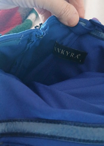 Mavi Uzun Drapeli Abiye Elbise - Görsel 5