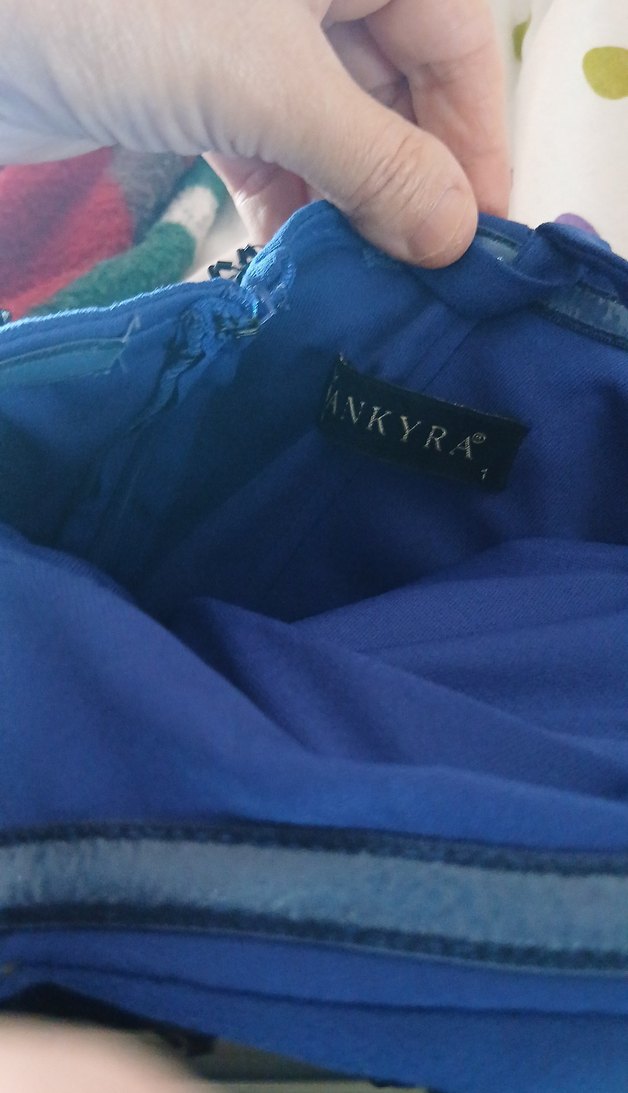 Mavi Uzun Drapeli Abiye Elbise - Görsel 5