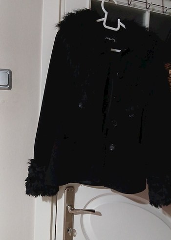 Siyah Süet Kürk Detaylı Midi Ceket - Görsel 5