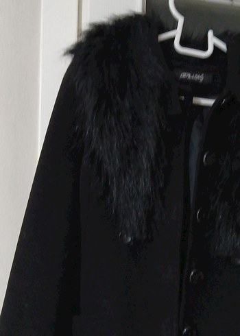 Siyah Süet Kürk Detaylı Midi Ceket - Görsel 2