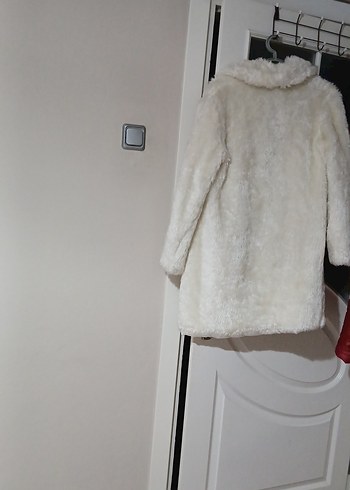 Beyaz Suni Kürk Midi Mont - Görsel 4