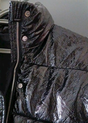 Siyah Deri Fermuarlı Kadın Kışlık Ceket - Görsel 3