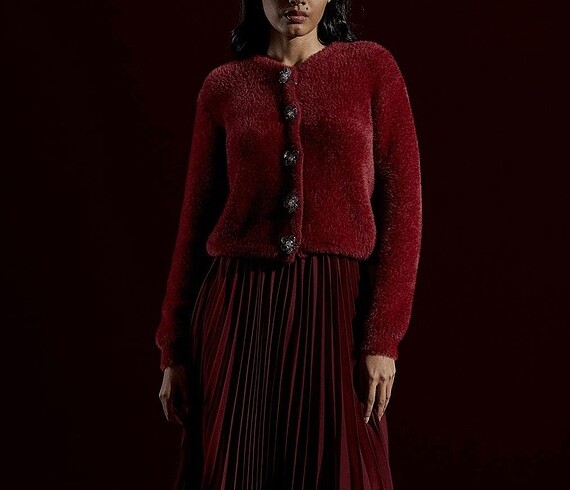universal Beden bordo Renk ÖZSARIÇAM PELUŞ HIRKA