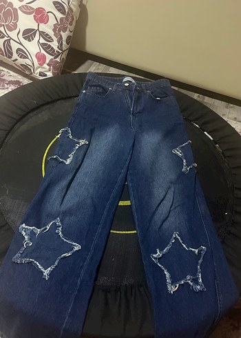 Diğer Yildizli Koyu Mavi Denim Jean