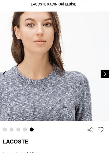 Lacoste Gri Triko Uzun Kollu Mini Elbise - Görsel 4