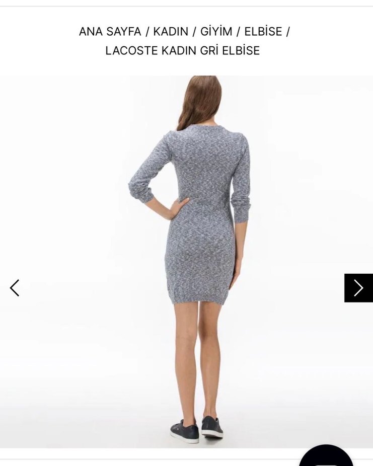 Lacoste Gri Triko Uzun Kollu Mini Elbise - Görsel 3
