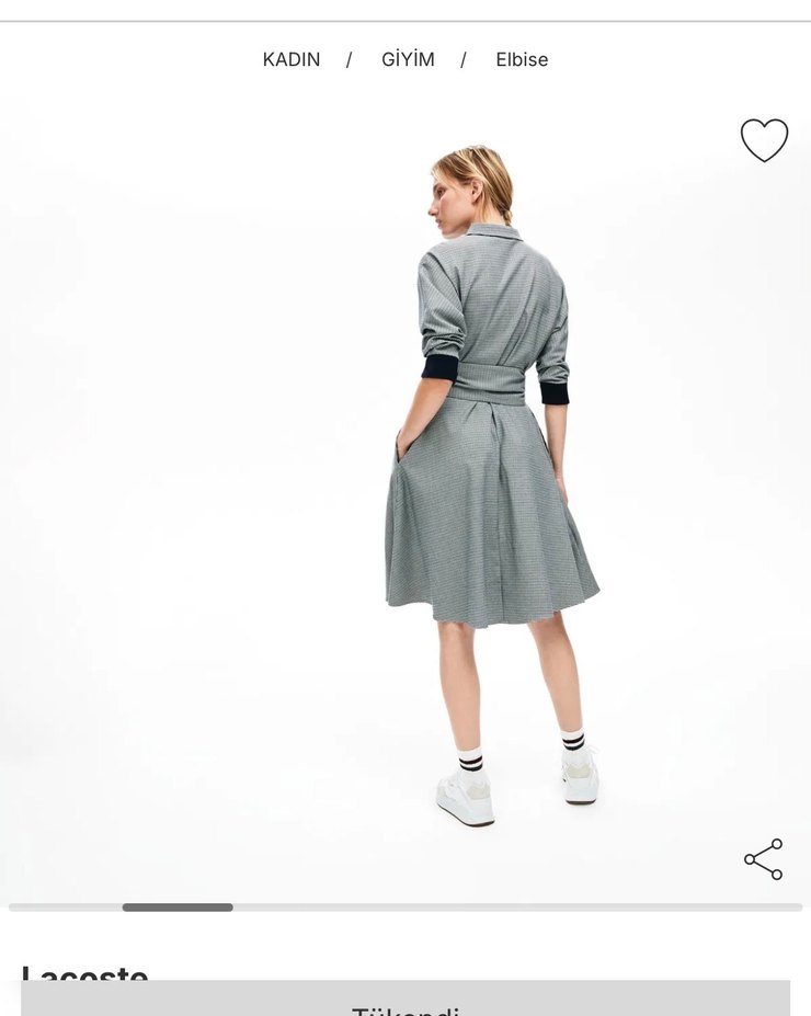 Lacoste Gri Kemerli Uzun Kollu Ofis Elbisesi - Görsel 4