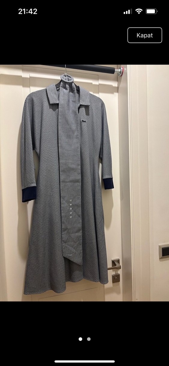 Lacoste Gri Kemerli Uzun Kollu Ofis Elbisesi - Görsel 5