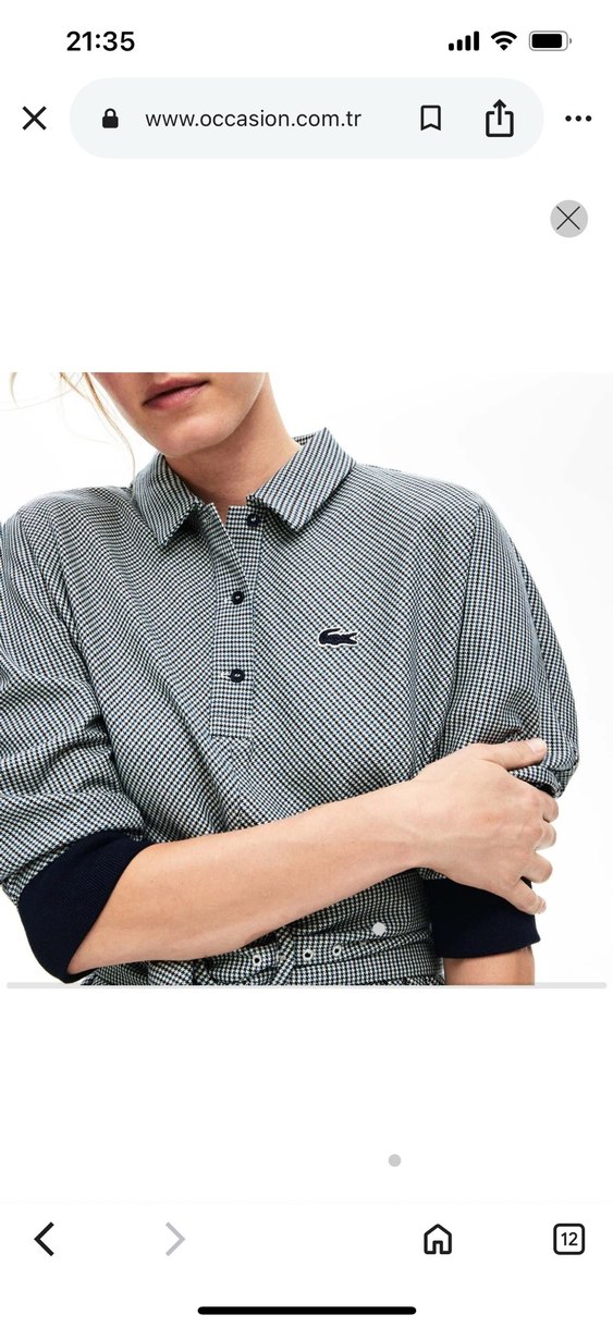 Lacoste Gri Kemerli Uzun Kollu Ofis Elbisesi - Görsel 2