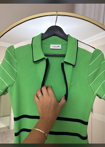 s Beden Lacoste Yeşil Mini Polo Yaka Spor Elbise
