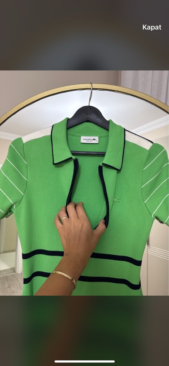 Lacoste Yeşil Mini Polo Yaka Spor Elbise - Görsel 2
