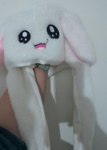 Hareketli ışıklı Beyaz Peluş Çocuk Bere - Görsel 2