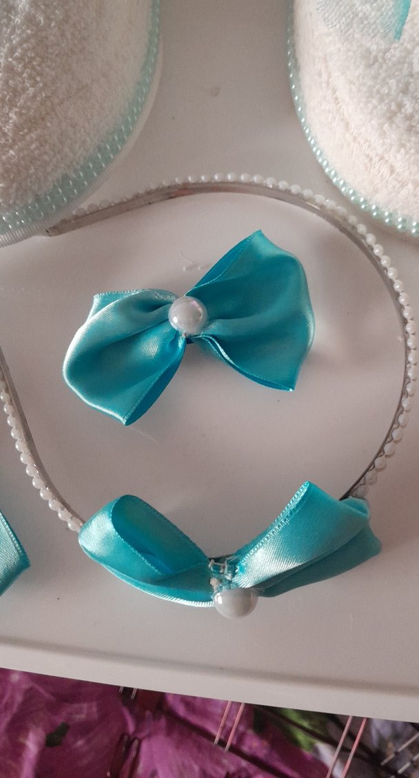 Turkuaz Fiyonklu Nakışlı Lohusa Aksesuar Seti - Görsel 2