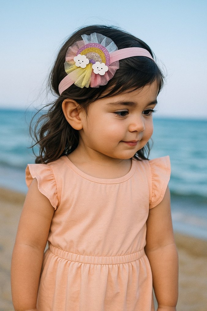 Gökkuşağı Temalı Kız Çocuk Saç Bandı - Görsel 2