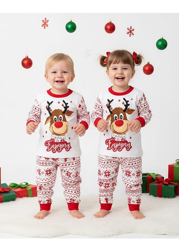 Yılbaşı Temalı Unisex Çocuk Pijama Takımı - Görsel 2