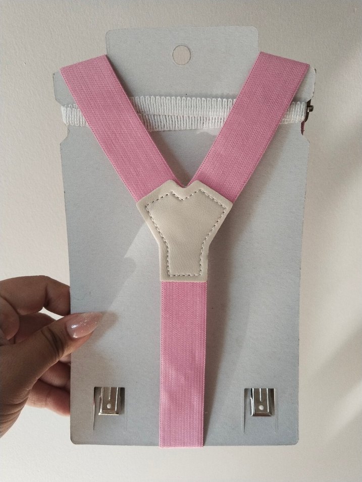 Pembe Papyon ve Pantolon Askısı Seti - Görsel 4