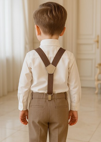 Kahverengi Papyon ve Pantolon Askısı Seti - Görsel 2