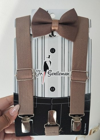 Kahverengi Papyon ve Pantolon Askısı Seti - Görsel 3