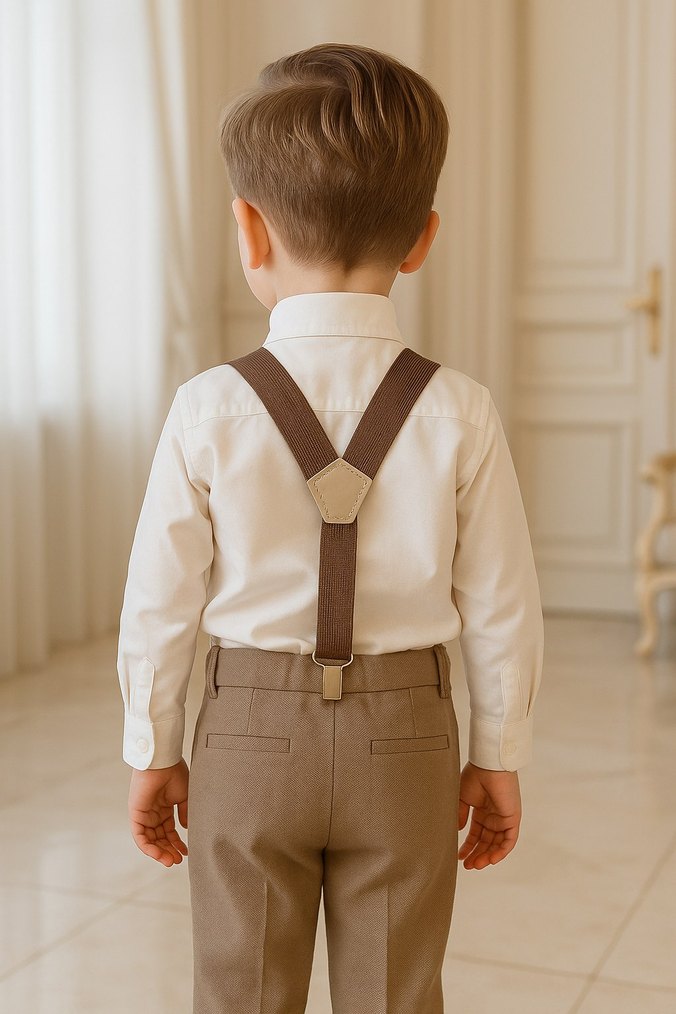 Kahverengi Papyon ve Pantolon Askısı Seti - Görsel 2