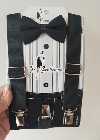 Siyah Papyon ve Pantolon Askısı Seti - Görsel 3