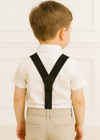 Siyah Papyon ve Pantolon Askısı Seti - Görsel 2