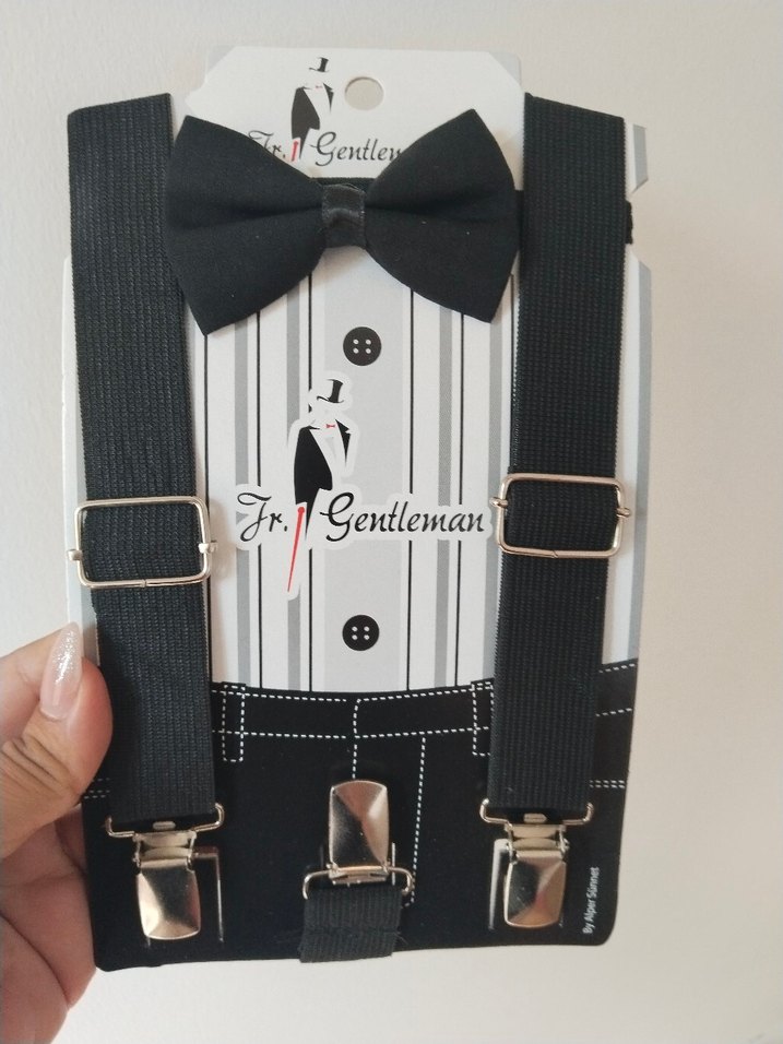 Siyah Papyon ve Pantolon Askısı Seti - Görsel 3