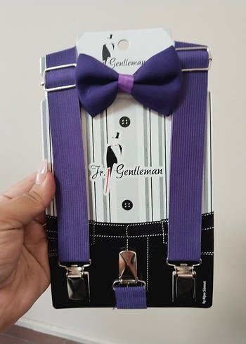 Mor Pantolon Askısı ve Papyon Seti - Görsel 3