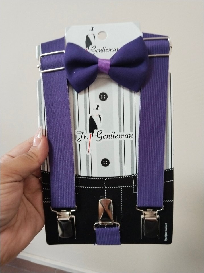 Mor Pantolon Askısı ve Papyon Seti - Görsel 3