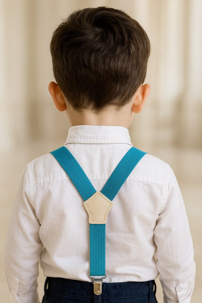 Turkuaz pantolon askısı ve Papyon Seti - Görsel 2