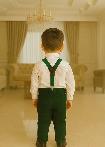 Yeşil Pantolon Askısı ve Papyon Seti - Görsel 2